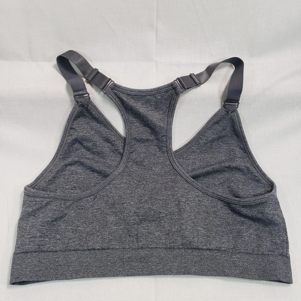 Puma Womens‎ XL Gray Heathered Seamless Racerback Sports Bra Adjustable Straps